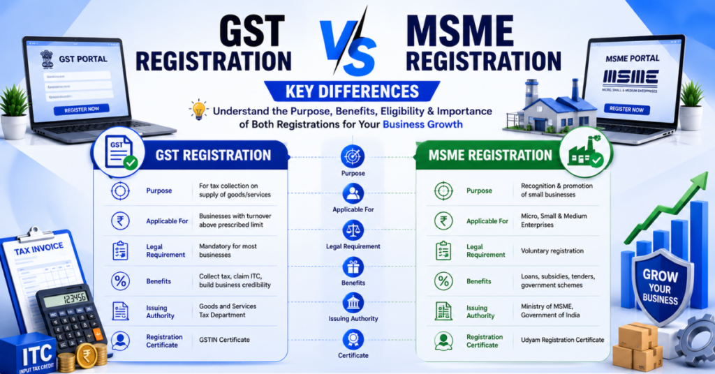 Difference Between GST Registration and MSME Registration